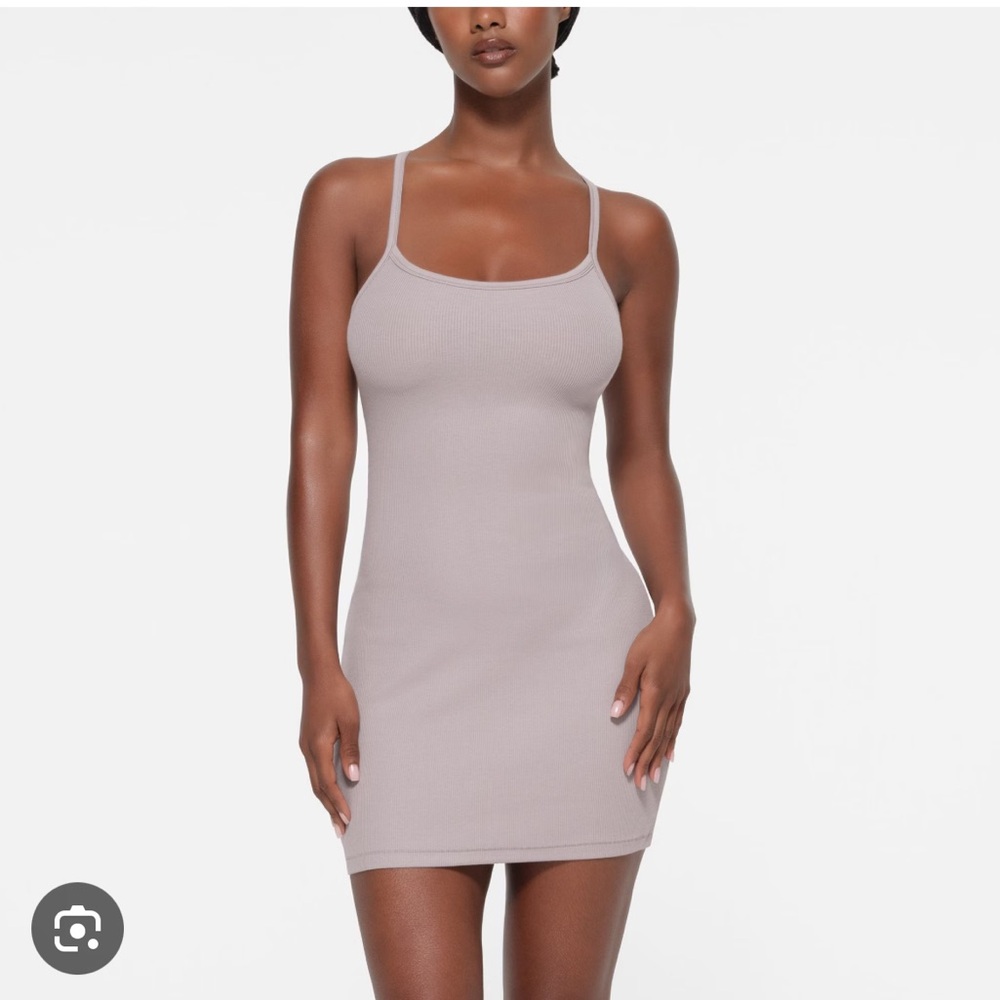 Skims Cotton Rib Mini Cami Dress- Oyster